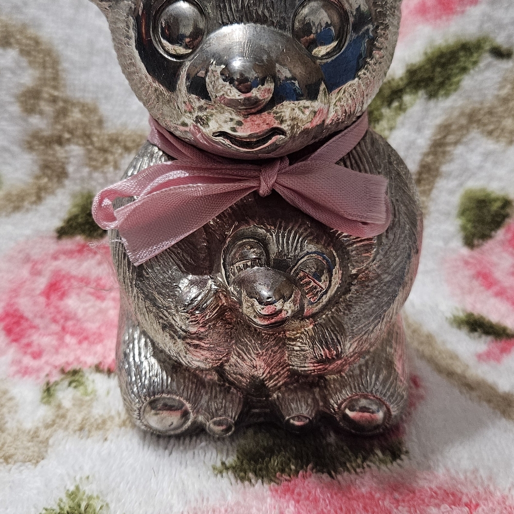 Vintage Godinger Silver Plated Bear Piggy/Coin Bank